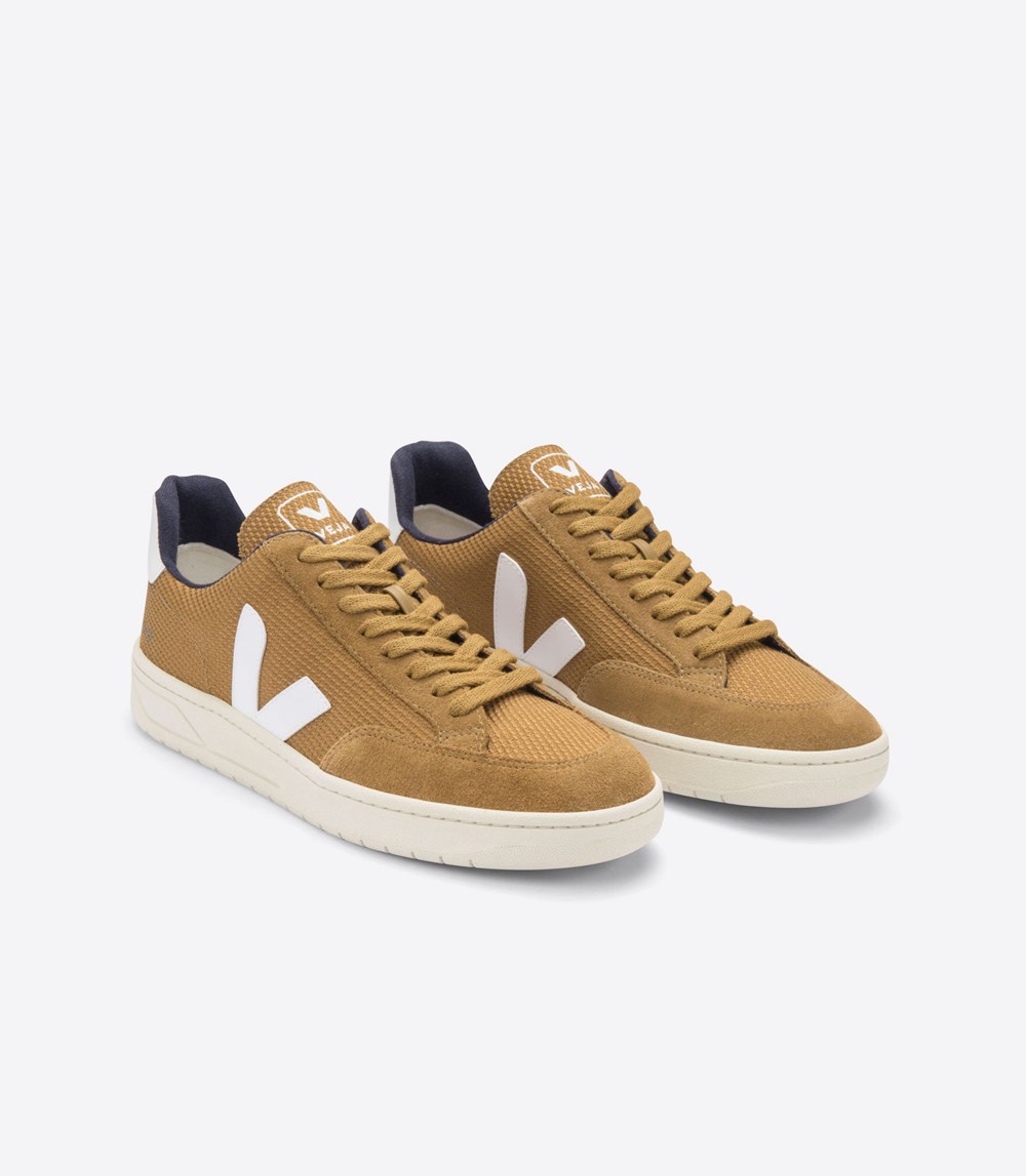 Veja Trainers Mens Brown/White - V-12 B-mesh Tent - ZAKW-08325